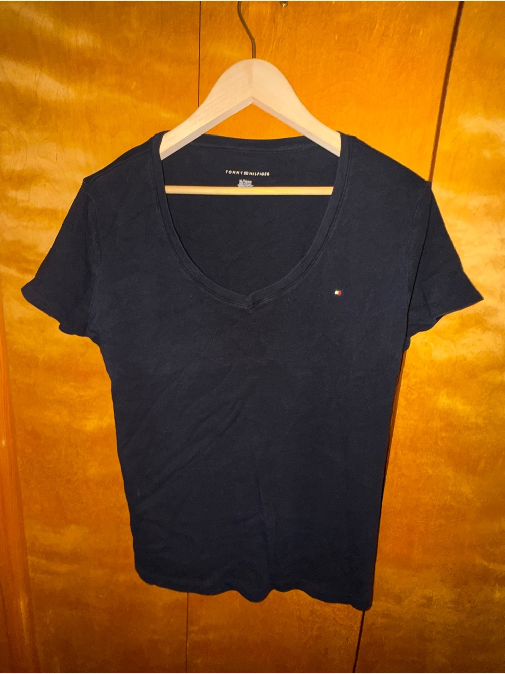 Tommy Hilfiger Women's Black V-Neck Tee Women XL